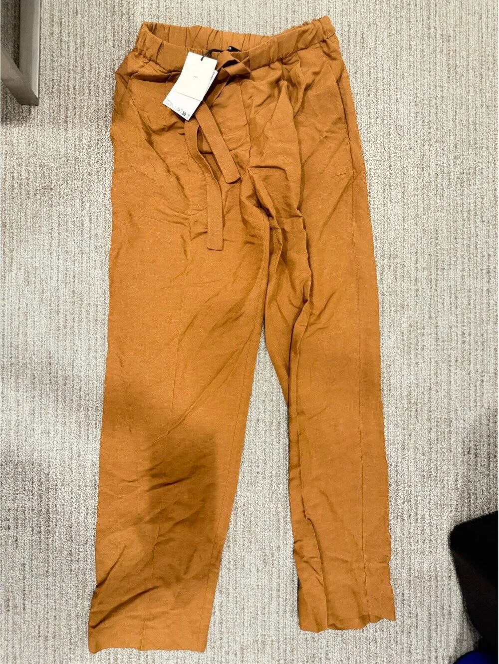MANGO Linen suit pants with elastic waistband